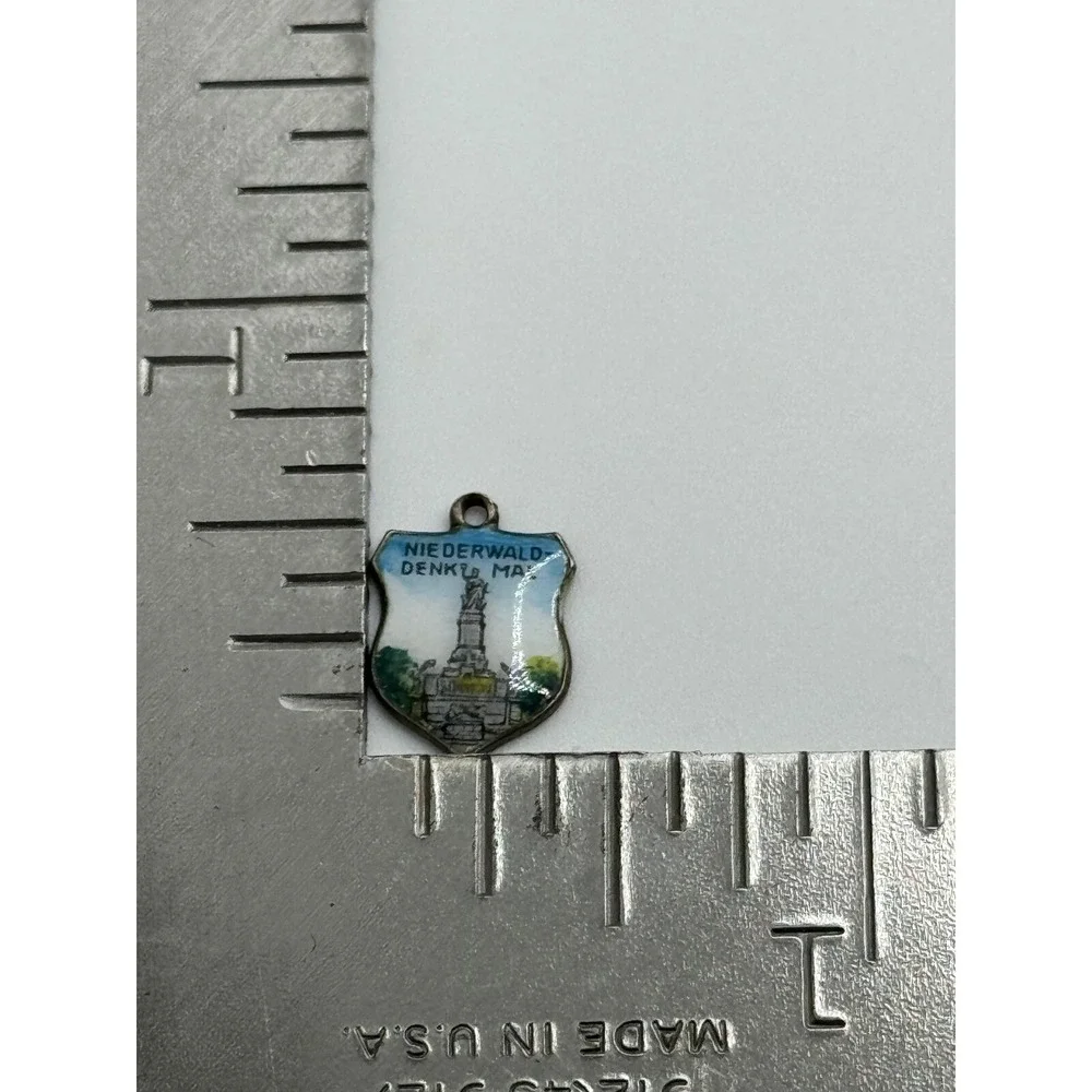 Vintage Niederwald 835 Silver Germany Enamel Travel Shield Charm